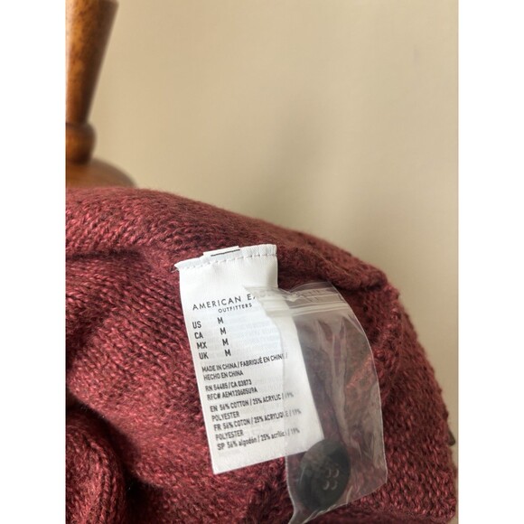 American Eagle Women's Size Medium Burgundy Long Sleeve Henley Sweater Dress-NWT - Picture 7 of 7